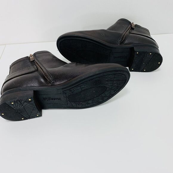 BUSSOLA Brown Leather Booties Sz 38 Boots Buckle Heel Slouch Cowboy Moto Nice! - Picture 6 of 8